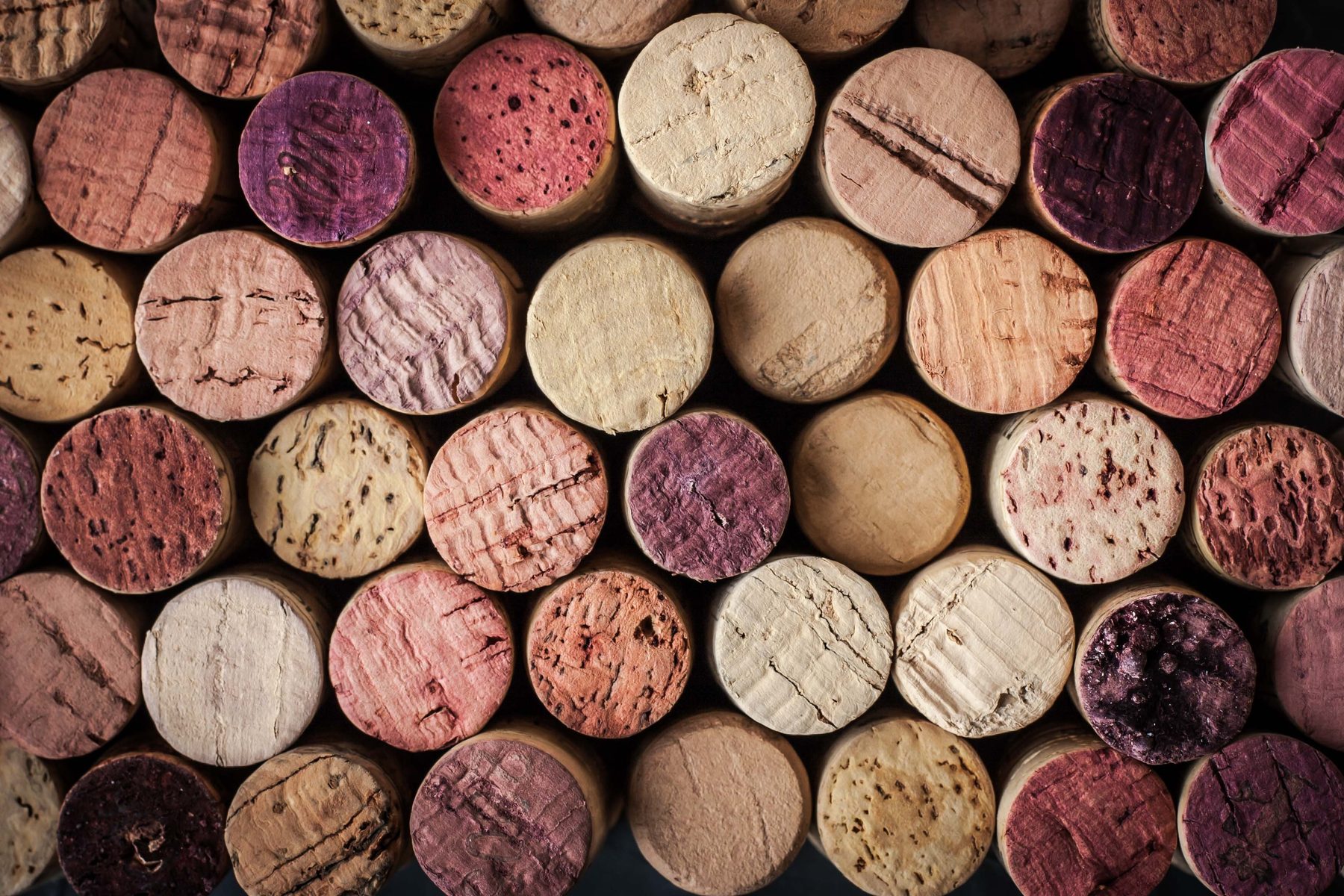 Red-stained corks from Dry Creek Valley Zinfandel